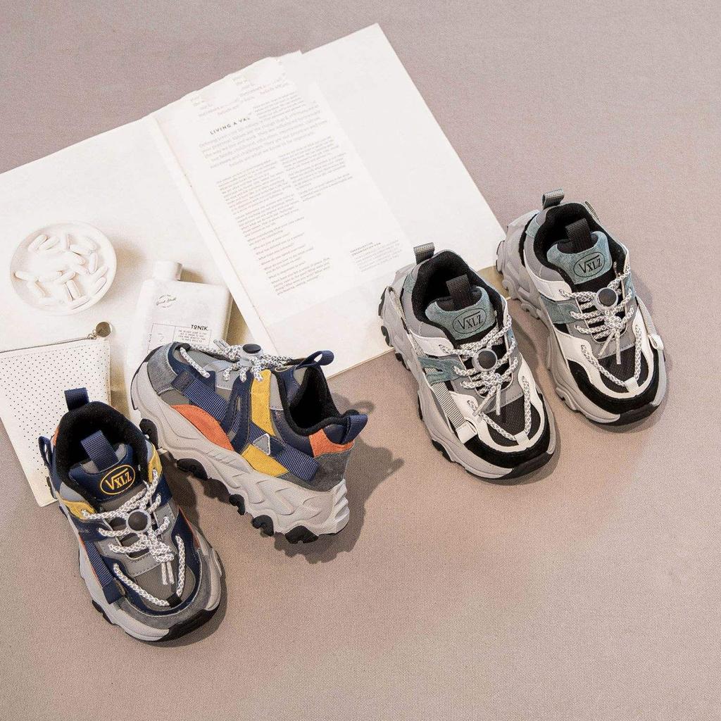 Boys shoes dad shoes 2025 autumn and winter new children's sports shoes velvet girls shoes boys two cotton shoes tide