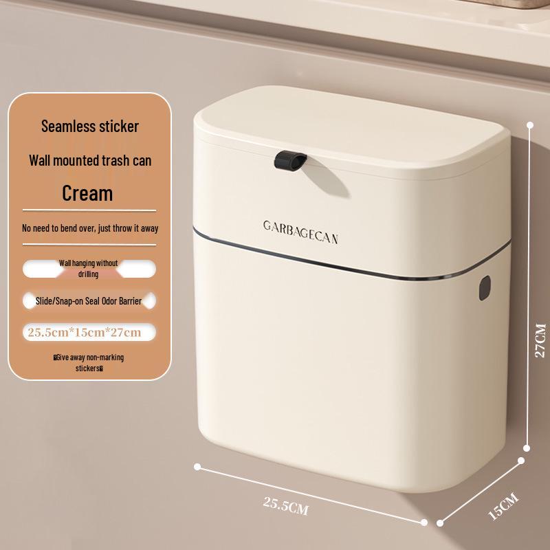 

Настінний кухонний смітник високої цінності, великий дизайн з щілиною з кришкою, квадратний кошик для сміття без перфорації