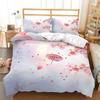 Spring Flowers King Queen Duvet Cover Pink Sakura Bedding Set Girls Cherry Blossoms Quilt Cover Floral Polyester Comforter Cover