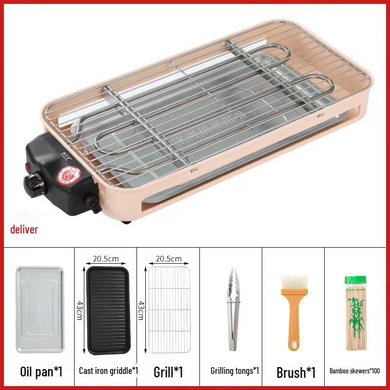 Multi-Functional Non-Stick Maifan Stone Electric Grill Pan - Healthy, Smokeless BBQ with Grill Rack