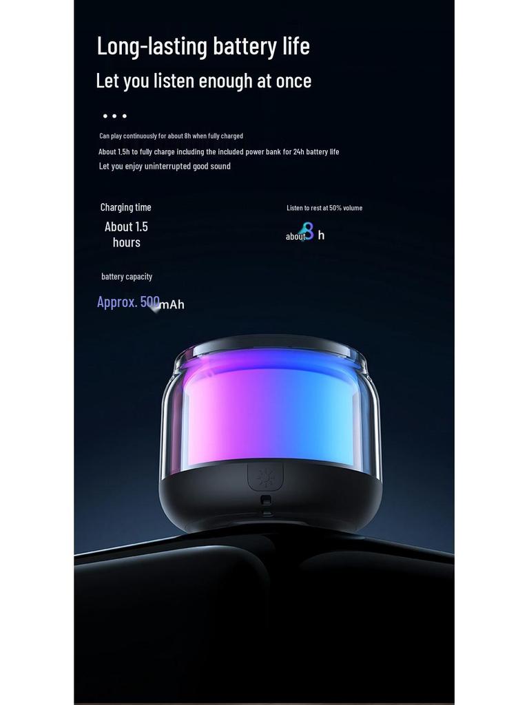 Mini Bluetooth Speaker S100: Transparent Design with Ambient Lights & High-Quality Sound Subwoofer