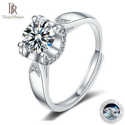 Diamantbesatt Svalehalefat Oksehode Fire Klør Mosanittring Dame Enkel Ekteskapsforlovelse 1 eller 2 ct Karatring