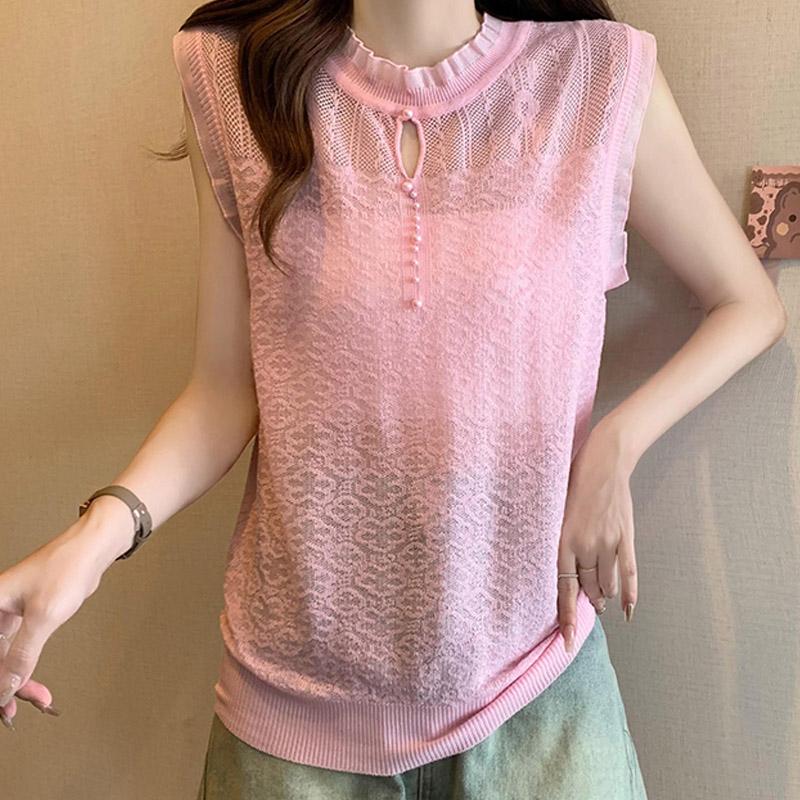 Tank Tops Women 2025 Summer Sleeveless O-Neck Black Slim Knitted Tank Tops Camis Women Tops JJ214