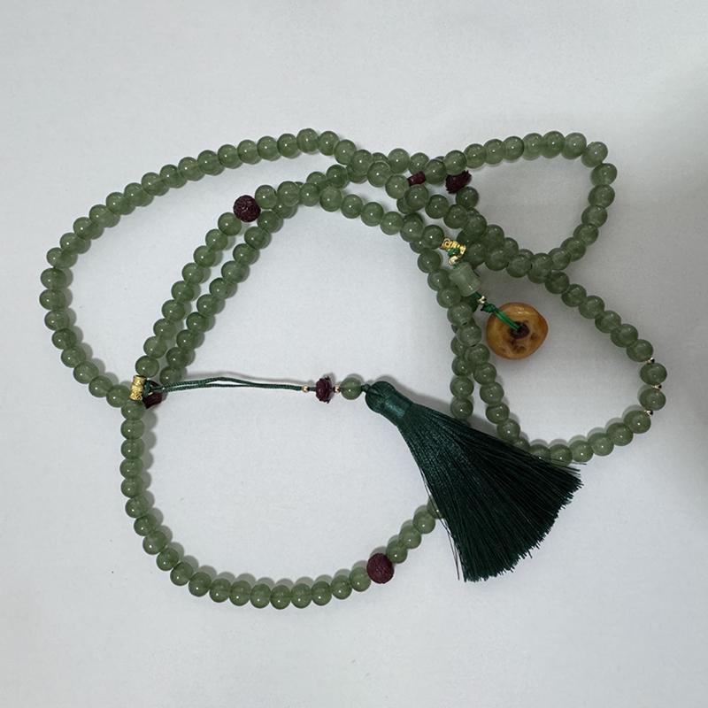 Retro Ethnic Style Necklace Chinese Style Beaded Tassel Choker Natural Stone Prayer Necklaces Women Cheongsam Necklace Jewelry