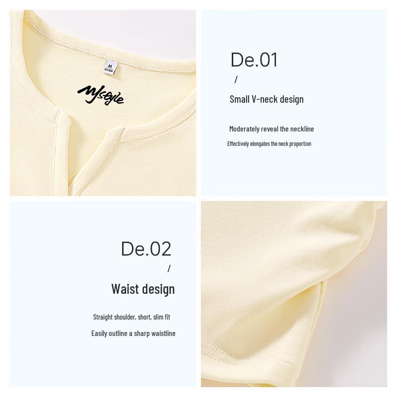 MJ STYLE Dam V-ringad Smal Passform Kortärmad T-shirt