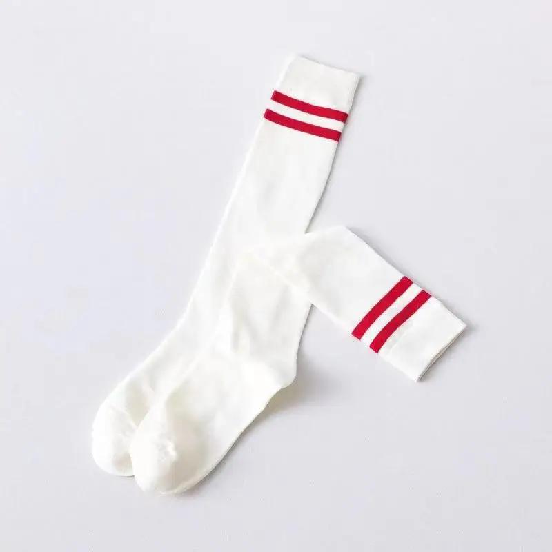 Sports Style Calf Socks Japanese Korean Student JK Stripe College Style Girl Cotton Socks Pile Up Socks Baseball Stockings