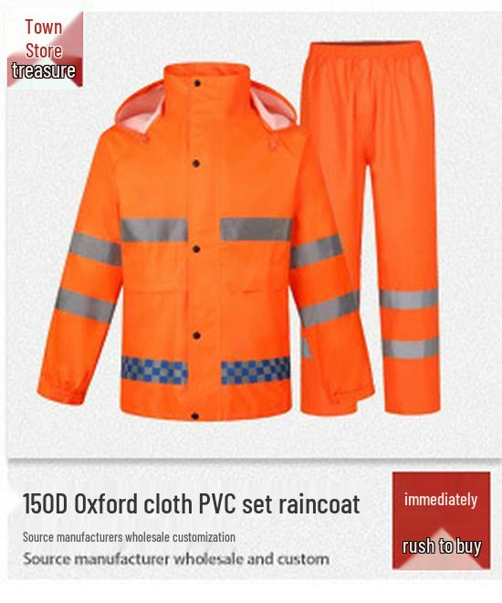 Reflective Oxford Cloth Raincoat and Rain Pants Set - Unisex Adult Split Design for Outdoor and Flood Control