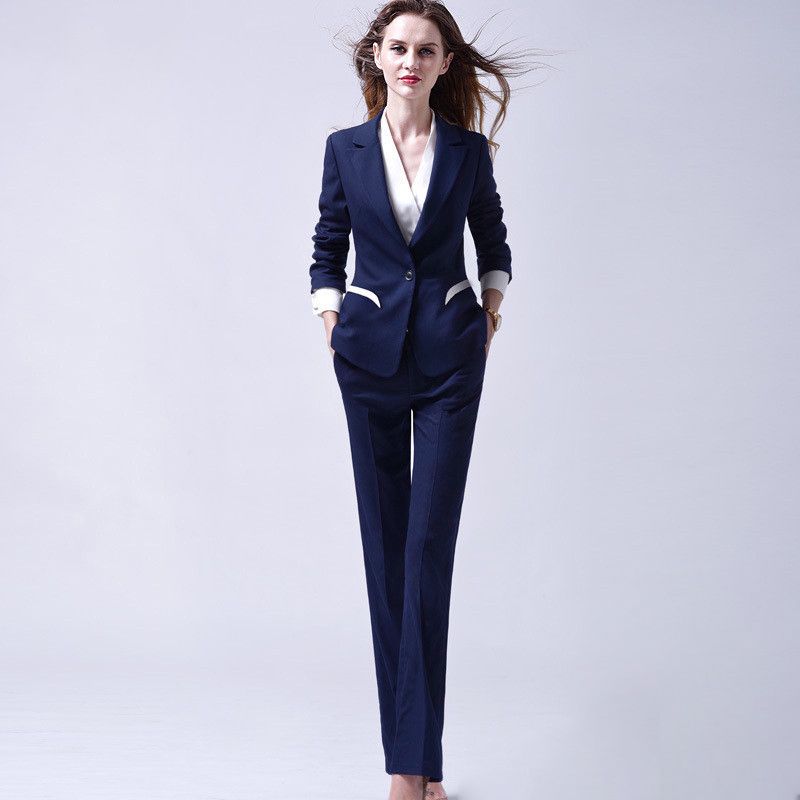 

European and American Conference Suit Spring and Autumn Blue Formal Wear One-piece navy blue suit 2 yards (M/160)