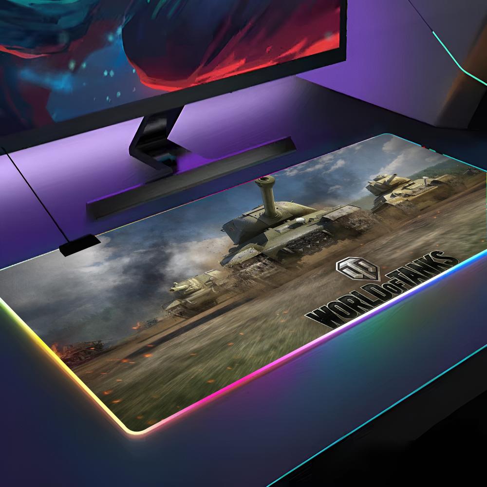 HD W-World Of T-Tanks Mouse Pad RGB Backlit Mouse Pad Laptop Mouse Pad Laptop Gamer Computer Desk Gaming Accessories
