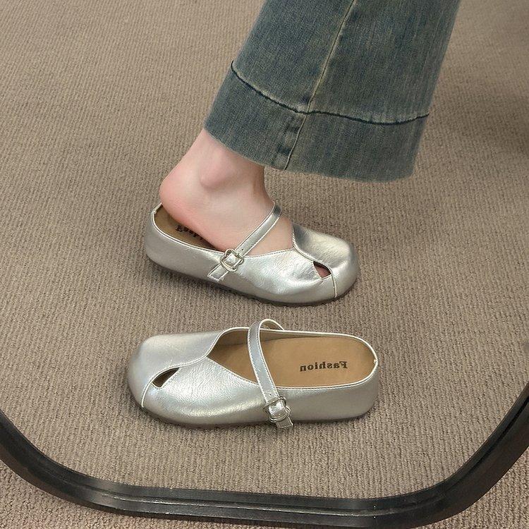 Inner Heightening Bag Head Half Slippers Women's Summer Outer Wear 2025 New French Soft Bottom with Skirt Beach Casual Cool Slippers