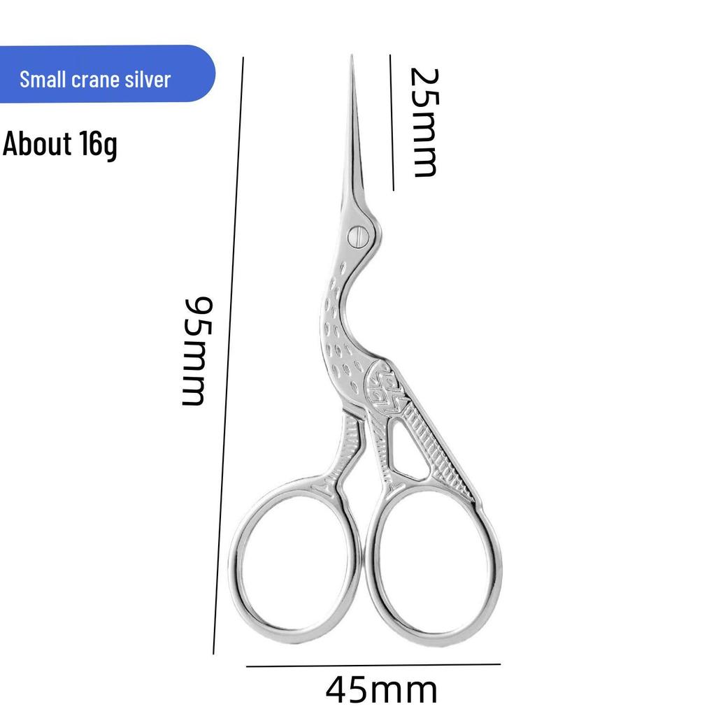 Creative Gold Crane Retro Titanium Thread Scissors for Cross Stitch and Tea Art