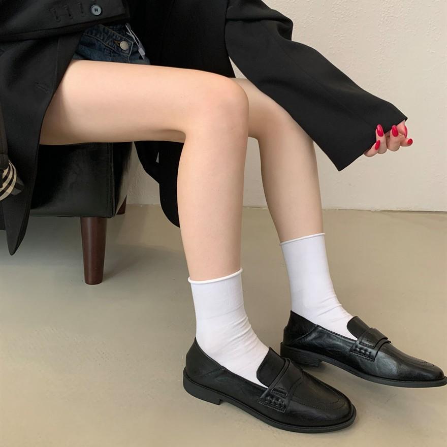 Leather retro brown round head small leather shoes British college loafers 2025 new deep mouth women's single shoes flat bottom