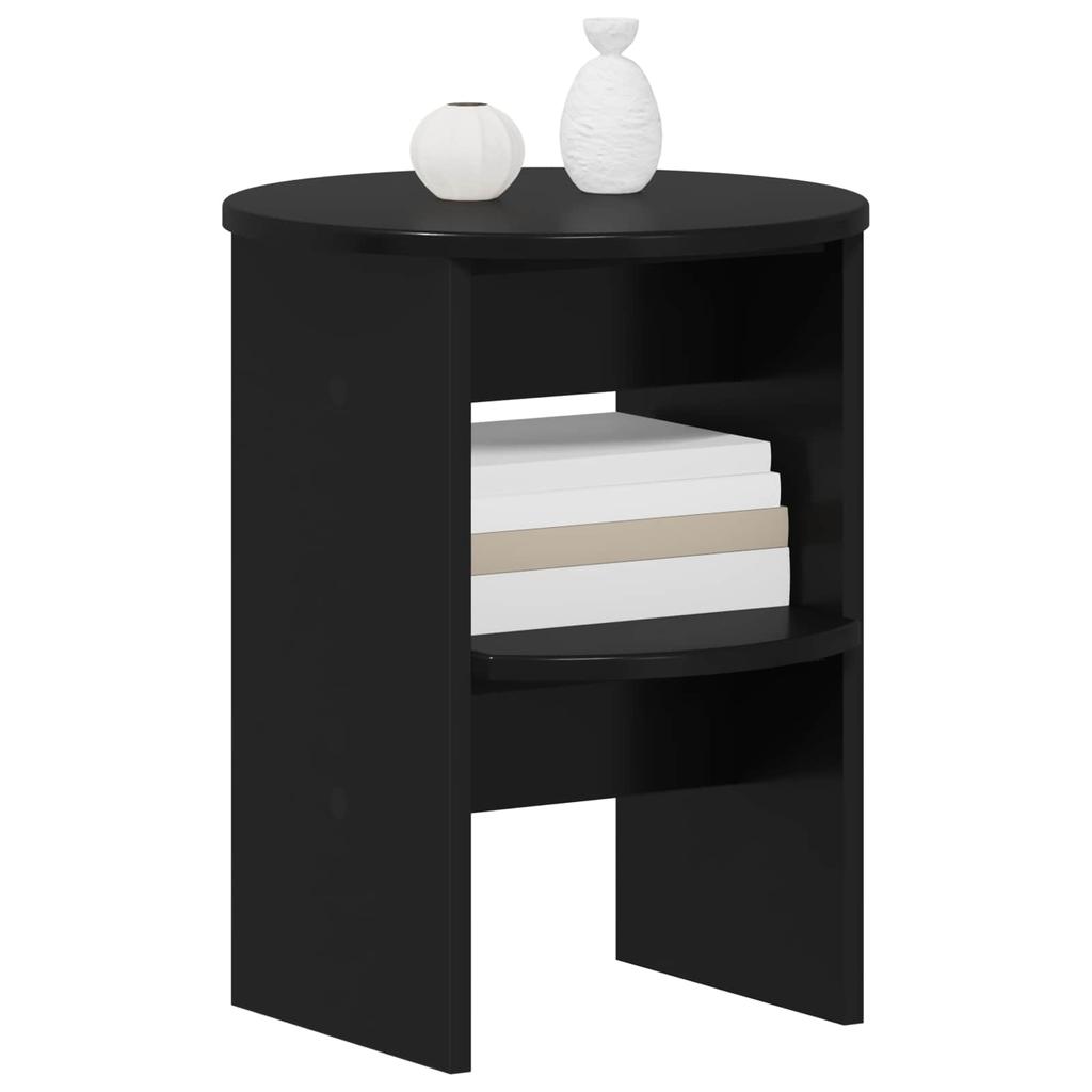 Side Cabinet Black Ø40 X 50 Cm Engineered Wood