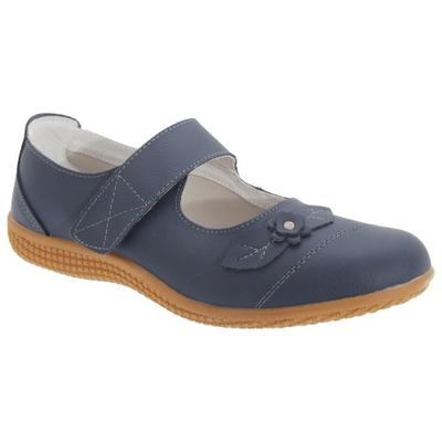 Extra breite Sommer-Freizeitschuhe aus Leder für Damen/Damen mit Klettverschluss