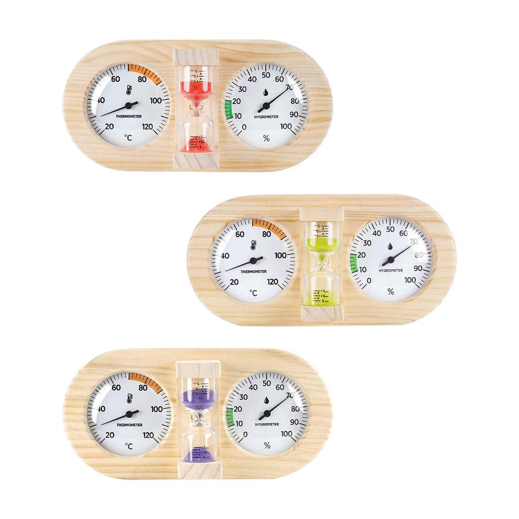 Sauna Thermometer Hygrometer and Timer Temperature Humidity Gauge Equipment Household Easy Read 3 in 1 for Home Hotel Indoor