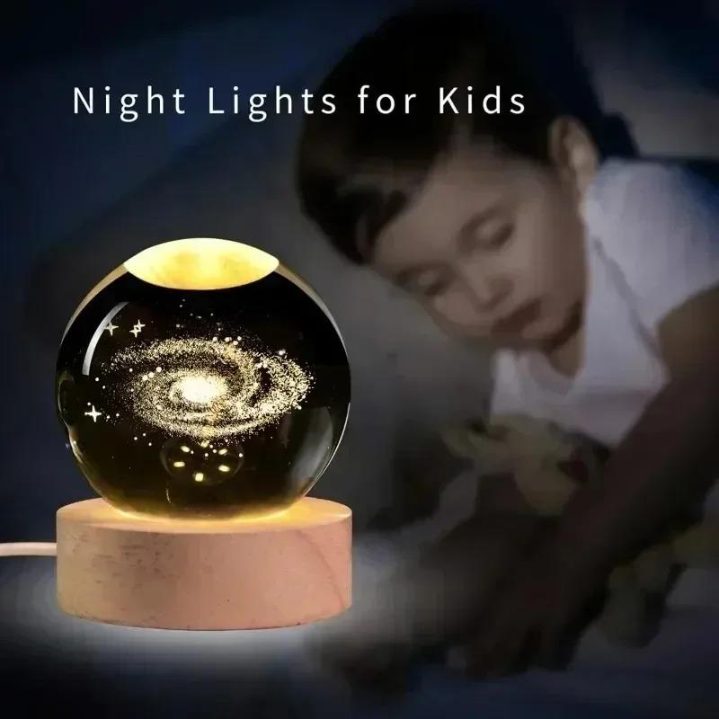 Solar System Crystal Ball Creative 3D Planets Glass Sphere Unique Luminous Decorative Balls Ornaments Gifts Home Accessories