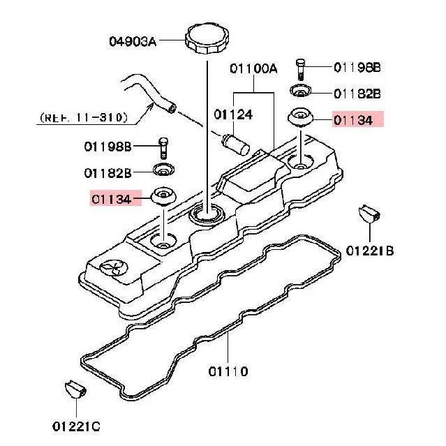 Pajero V26V36V46V76V96V86 4M40 SEAL,ROCKER COVER BOLT RUBBER ME011282*2pcs