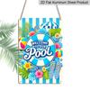 2D Flat, 1pc "Welcome To Our Pool" Summer Metal Wall Art Sign - 8*12 Inch Aluminium Tropical Poolside Decor, Colorful Beach Ball & Flip Flop Themed
