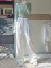 Women's Fleece-Lined White Straight-Leg Jeans, Autumn/Winter, Pear-Shaped Fit, Loose Wide-Leg Floor-Length Thick Pants.