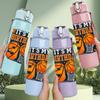 1PC It's My Birthday Basketball Print 750ml Color Plastic Sports Water Bottle Leakproof Flip Straw Lid Suitable for Sports Office Home Use