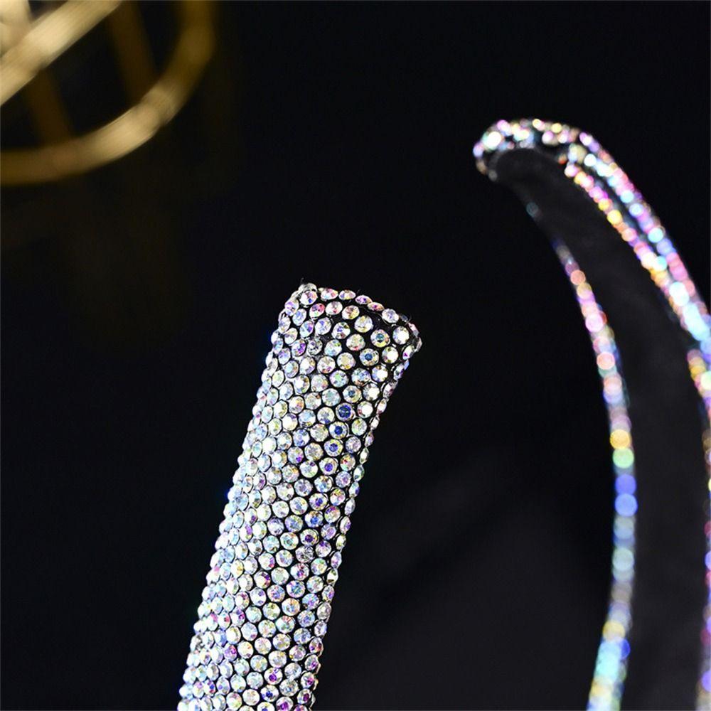 Fashion Sparkling Rhinestone Headband Cute Full Rhinestone Shiny Hair Hoop Sweet Style Velvet Headwear Wash Face