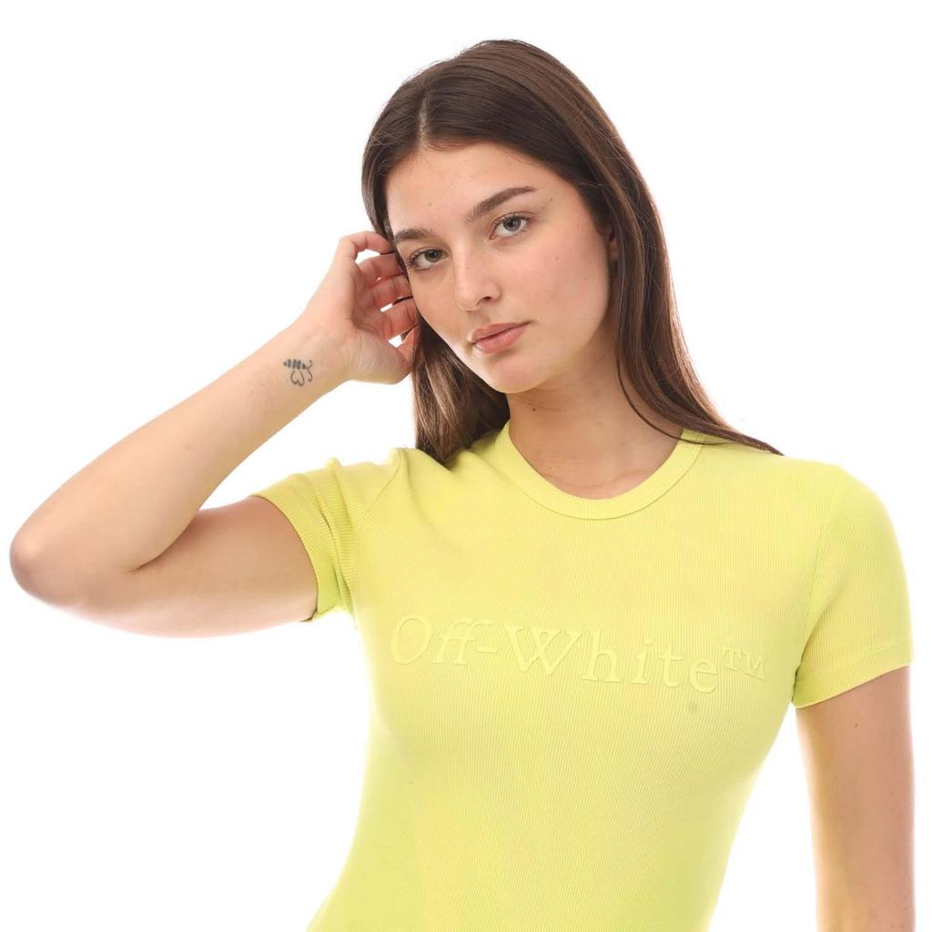 Off White Womens/Ladies Laundry Ribbed Fitted T-Shirt