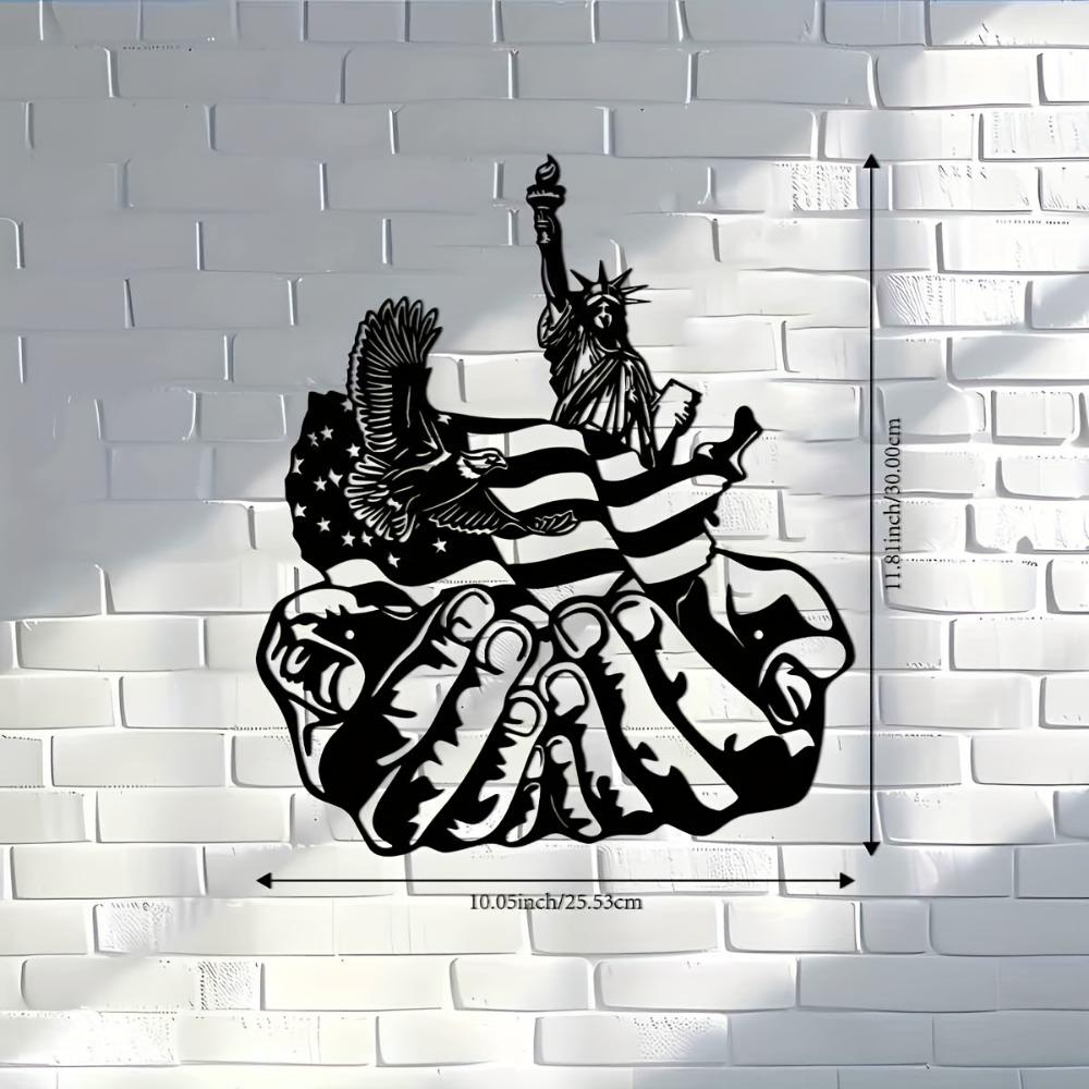 

1pc Metal Statue of Liberty Wall Art Decor with Eagle, Farmhouse Style for Indoor Outdoor Living Room Bedroom Porch Fence Garden Courtyard 12in