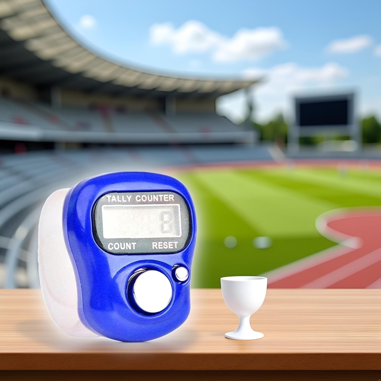 Blue 5 Digit LED Digital Row Counter, Display Counter Clicker,Handheld Number Click Counter,Electronic Finger Counter Hand Tally Counter with Ring