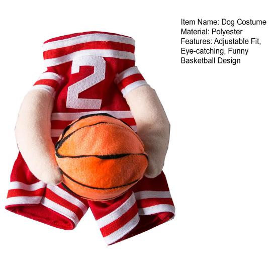 Hund Basketballspieler Kostüm Lustiges Outfit mit 3D Ball Niedliche Haustier Basketball Kleidung für Cosplay Fotoshooting Festliches Kostüm