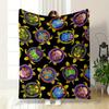 Colorful Floral Turtles Blanket Bedroom Blanket for Livingroom Couch Lunch Break Soft Throw for Friend's Festival Gift