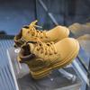 Retro Autumn and Winter New Children's Short Boots Korean Casual Cowhide Boys Small Yellow Shoes Medium Tube Girls Single Boots