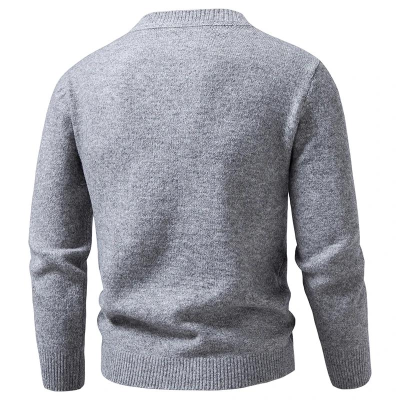 Maglione-cappotto casual da uomo per primavera e autunno, tinta unita, monopetto, scollo rotondo, cardigan lavorato a maglia, moda uomo, cardigan, capospalla