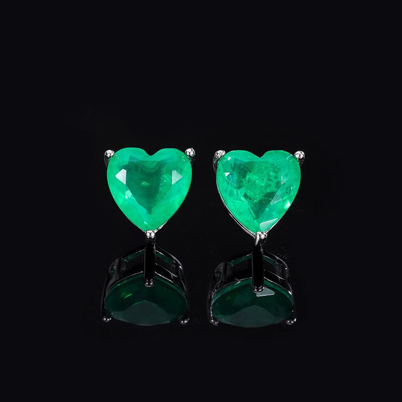 Wind Paraiba Sapphire Pendant Women'S Jewelry Set Emerald Love Necklace Earrings