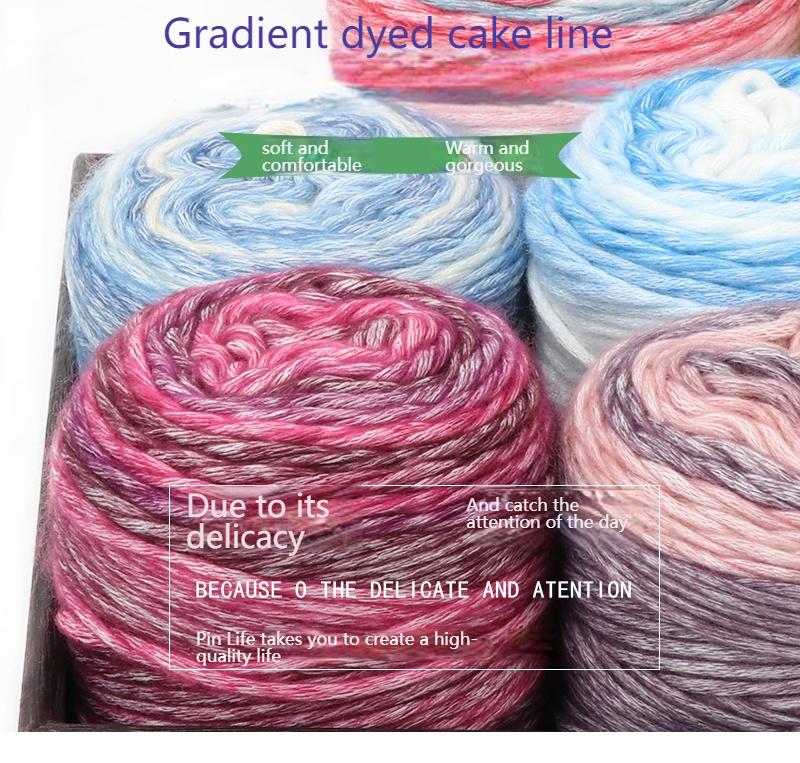 Section Dyed Rainbow Cake Color Gradient Hand-woven DIY Wool/Acrylic Blended Yarn for Clothing Scarf Hat