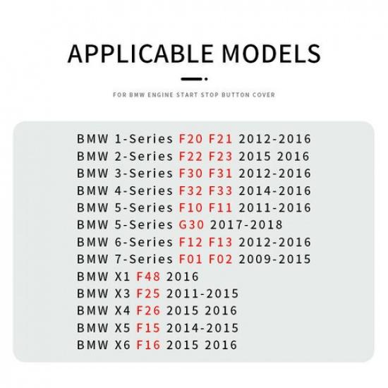 Start Stop Engine Button Switch Cover For BMW 5 6 7 F01 F02 F10 F11 F12 Black