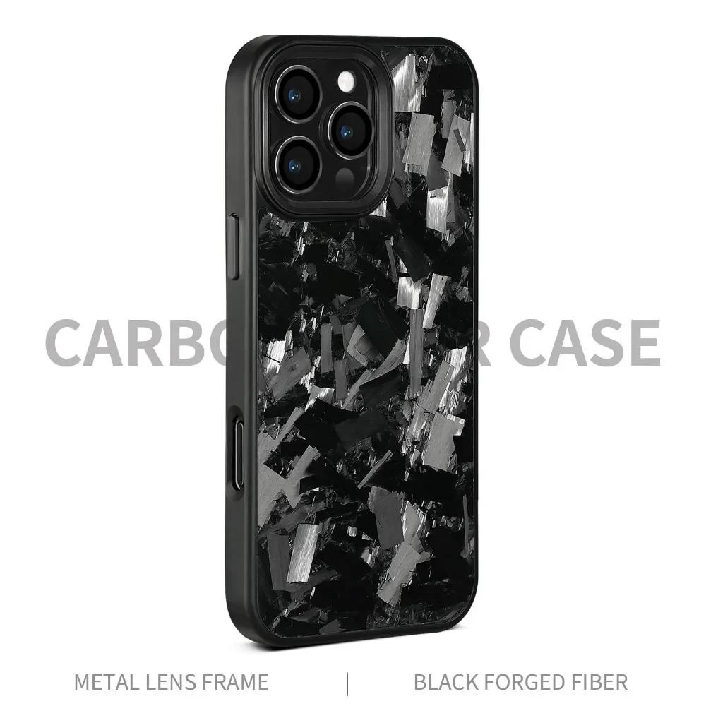 

Real Carbon Fiber Armor100% Cover For 16Promax 15 Pro Max 14 13 12 11 Case Metal Frame Wireless Charge Forged Fiber Cover iPhone 11 Pro чорний