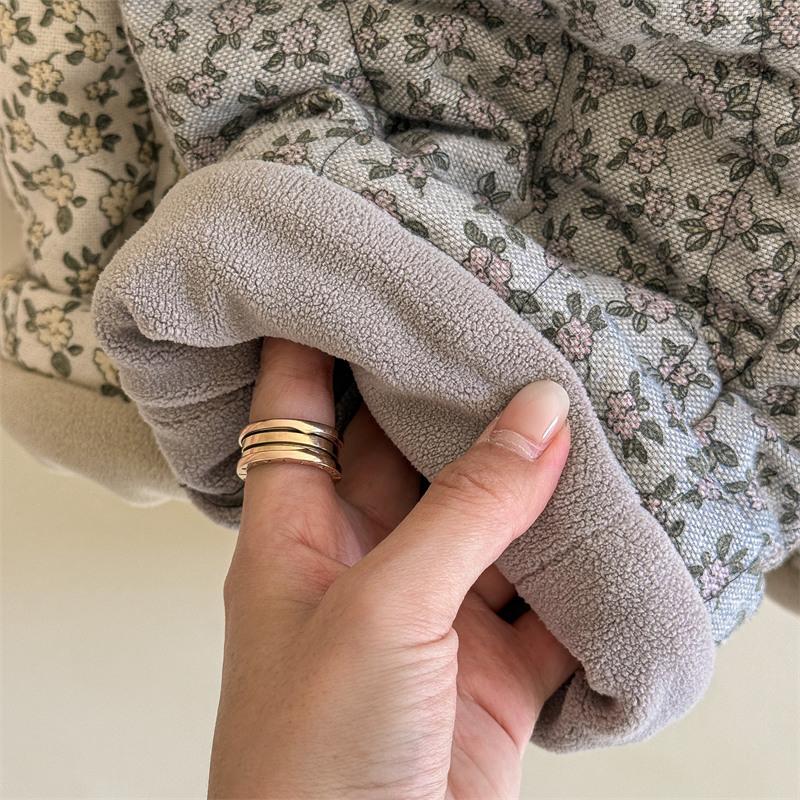 Winter Children Printed Embroidery Thicken Pants Korean Style Baby Girls Casual Warm Cotton-padded Trousers