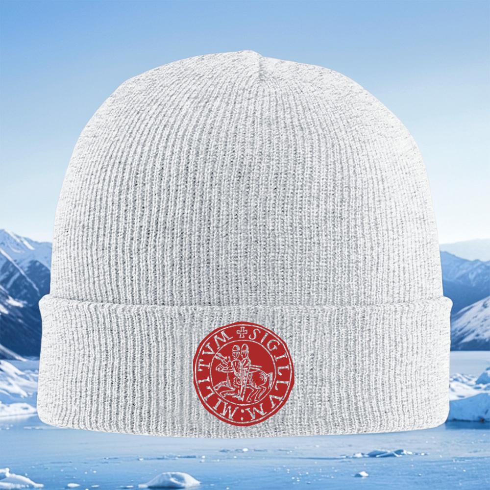 Knights on horse,with cross sigil Men Women Unisex Knitted Hat Beanie Pullover Cap Winter Thermal Warm Christmas Outdoor Cycling