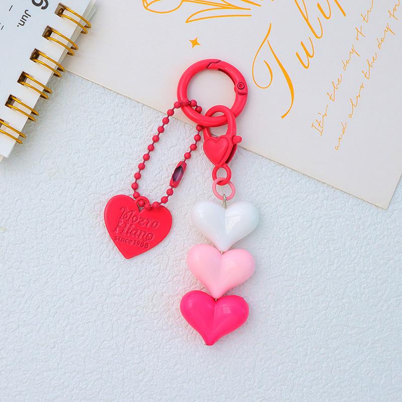 1PC Keychain Candy Color Key Ring Friendship Gift Heart-shaped Backpack Accessories Phone Pendant