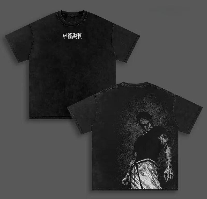 Fushiguro Toji Jujutsu Kaisen T-shirt Anime Washed Y2k Tee Shirt Summer Short Sleeve 100% Cotton Tshirt For Men's Clothing Tops