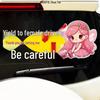 Reflective Cute Cartoon Text Sticker: 'Yield to Female Drivers' - Waterproof Rear Windshield Accessory