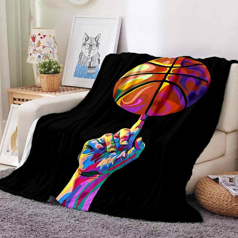 1pc Basketball Art Blanket, Lightweight Flannel Throw Blanket for Sofa, Bed, Travel, Camping, Living Room, Office, Couch068