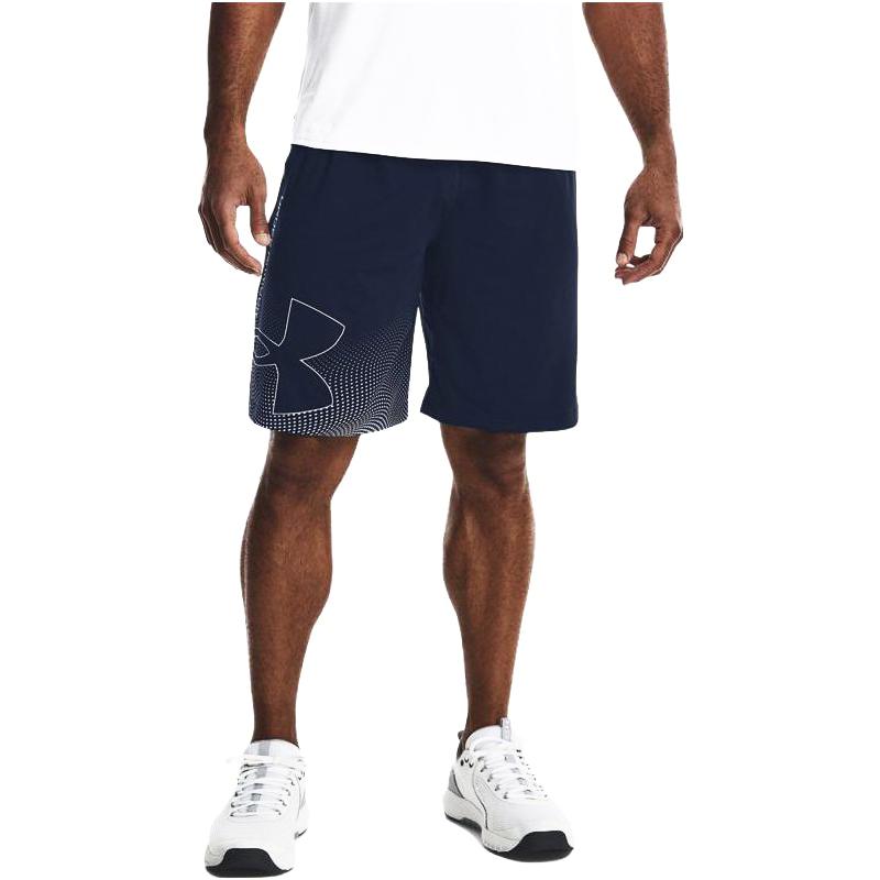 Under Armour Printed Logo Solid Color Straight Leg Shorts Men Shorts Dark-Blue 1370376-408
