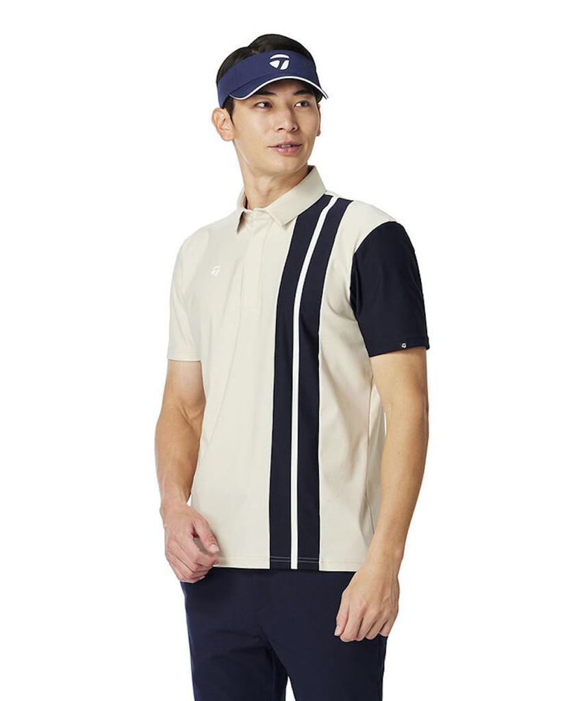 TaylorMade Color Block S/S Polo Shirt, Beige, Size M, Men's, 2025SS UN631