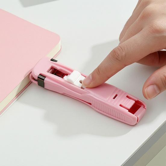 Paper Clip Pusher Set, No Hole Punching Clip Dispenser, Lightweight PC Plastic Shell Multiple Colors Office School Use