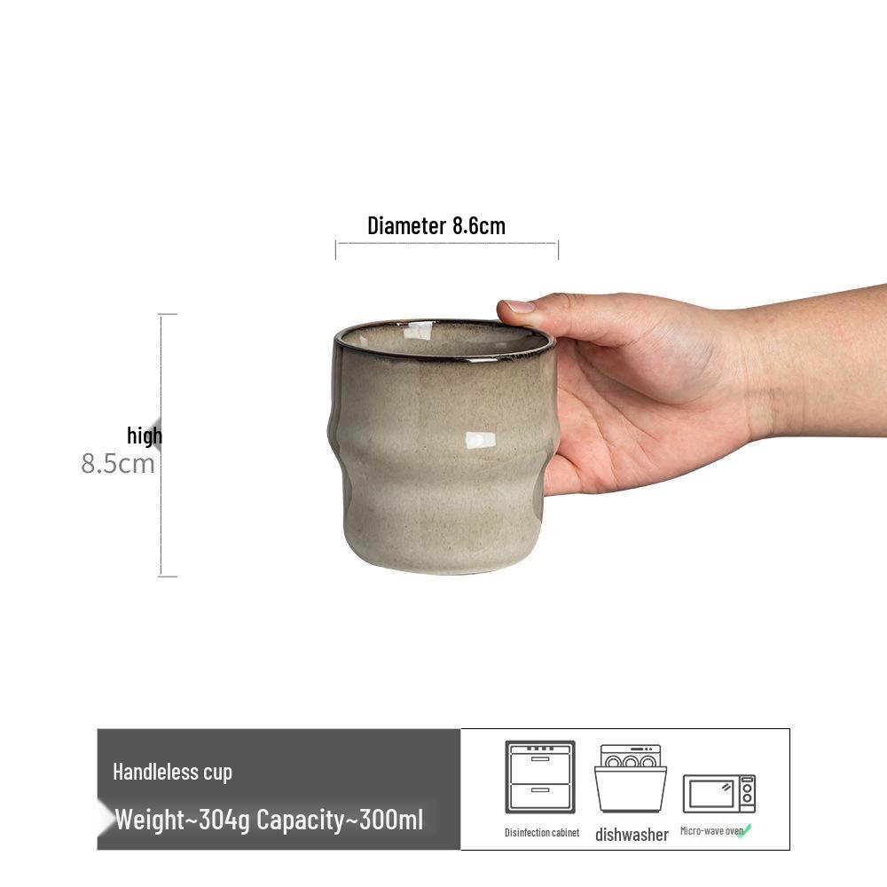 Vintage-Style Ceramic Handleless Teacup Set – Japanese-Inspired Rustic Coffee & Water Cups