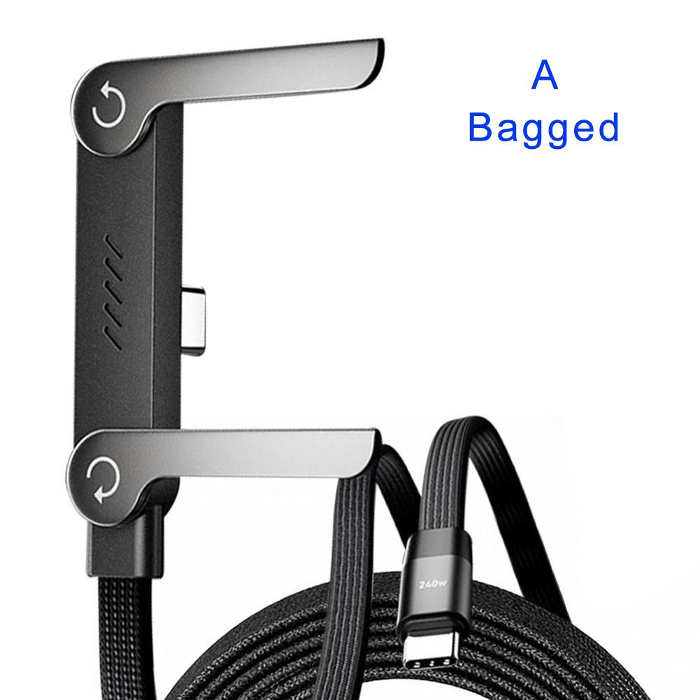 Foldable 240W Fast Charging Foldable Phone Holder Data Cable 2 In 1 Fast Charging Multi Charger Cord With Type C Data Cable