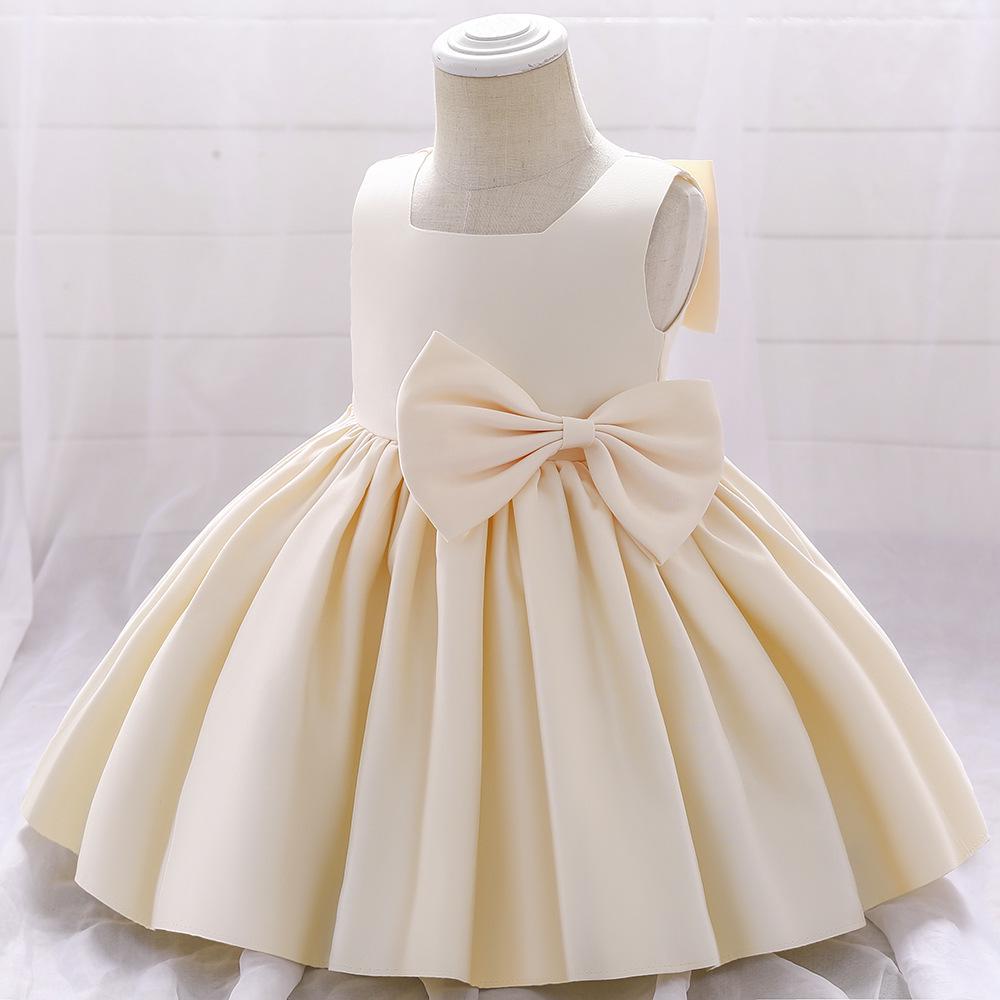 European and American Girls' Evening Princess Dresses - Satin Bow Performance and Piano Runway Costumes