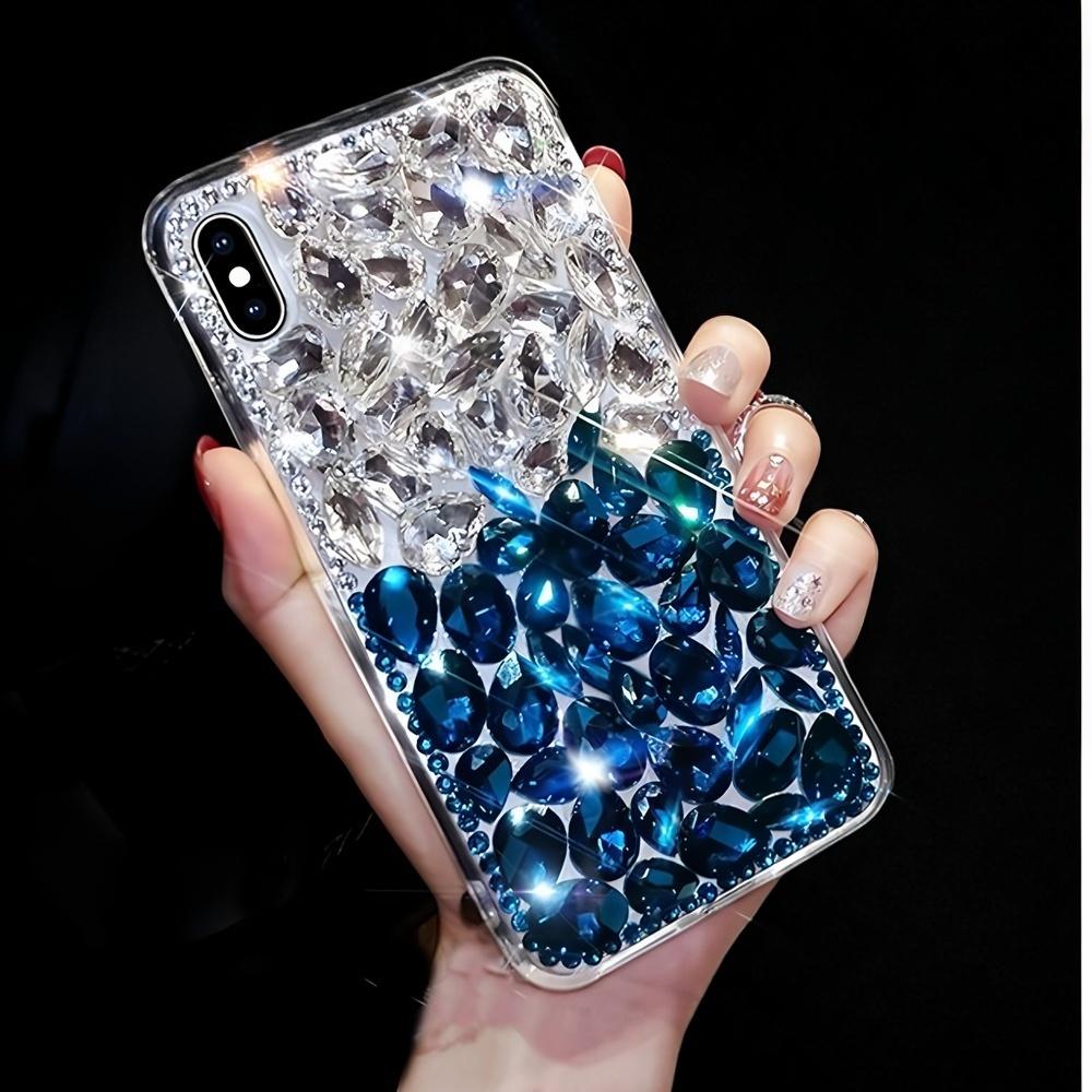 

Glitter Rhinestone Crystal Diamond Phone Case For Motorola Edge 60 Fusion 50 Neo Ultra Pro 40 Bling Gemstone Cover Motorola Edge 40 Neo синій
