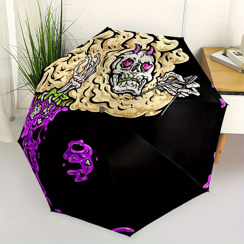 1pc Skull Yin Yang Automatic Opening/closing Umbrella with Auto Open/Close, Windproof, Foldable Sunshade yy250811173